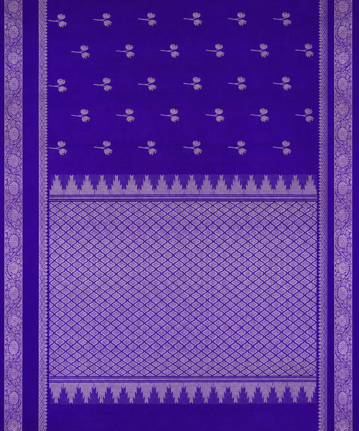 Blue white silk handwoven venkatagiri saree