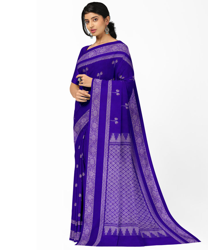 Blue white silk handwoven venkatagiri saree