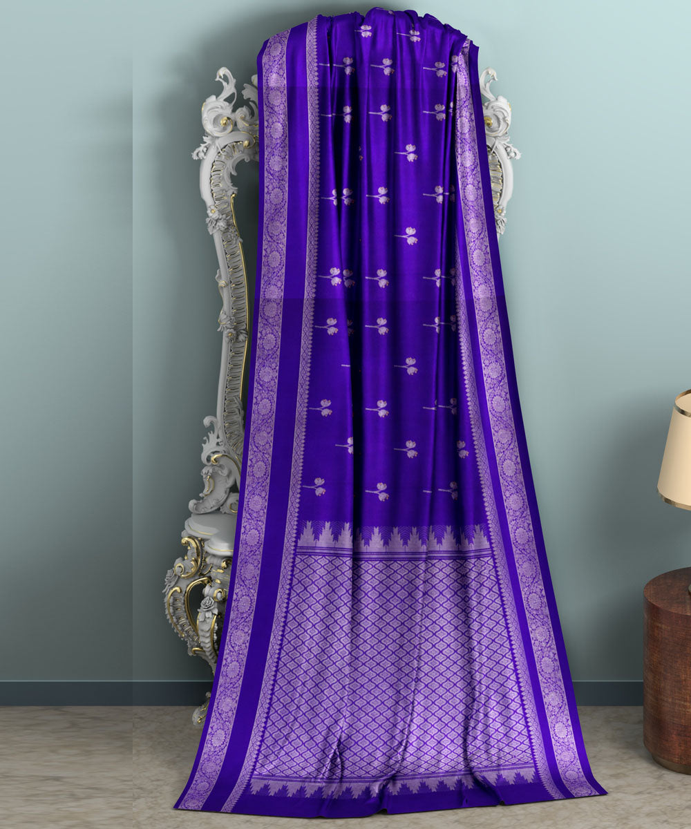 Blue white silk handwoven venkatagiri saree