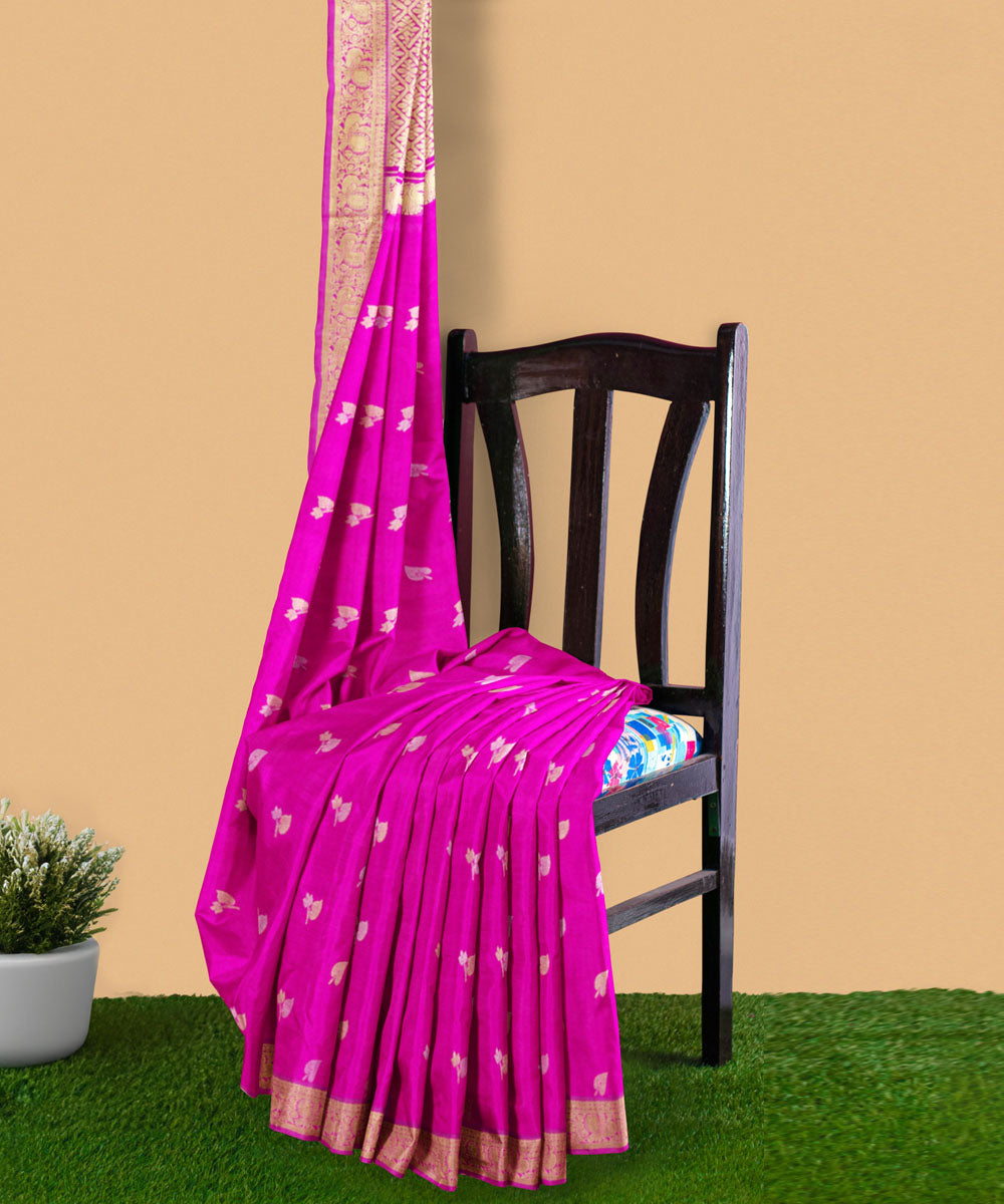 Pink yellow silk handloom venkatagiri saree