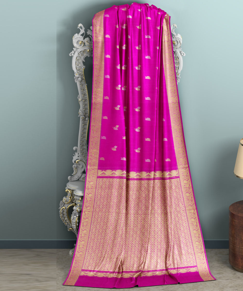 Pink yellow silk handloom venkatagiri saree