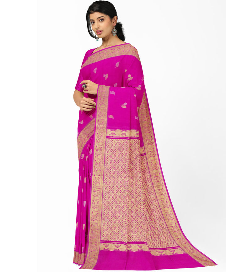 Pink yellow silk handloom venkatagiri saree