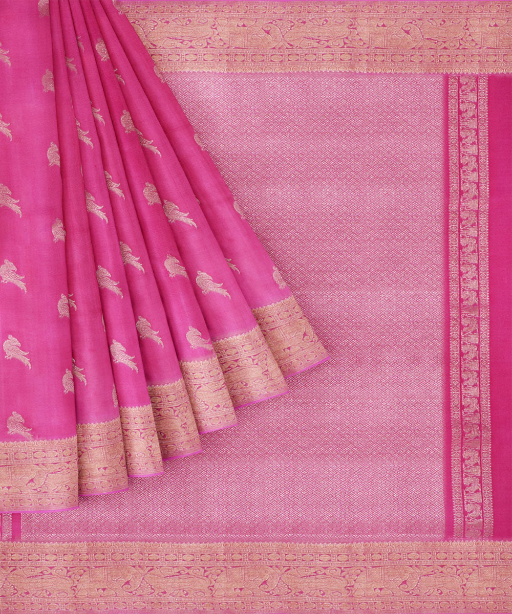 Light pink baby pink silk handwoven venkatagiri saree