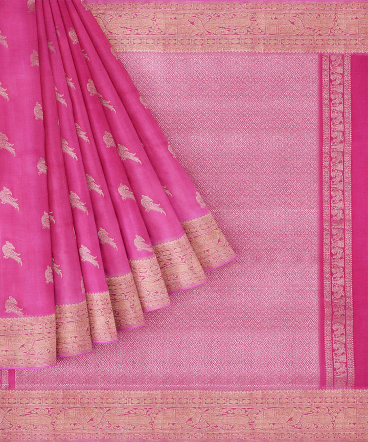 Light pink baby pink silk handwoven venkatagiri saree