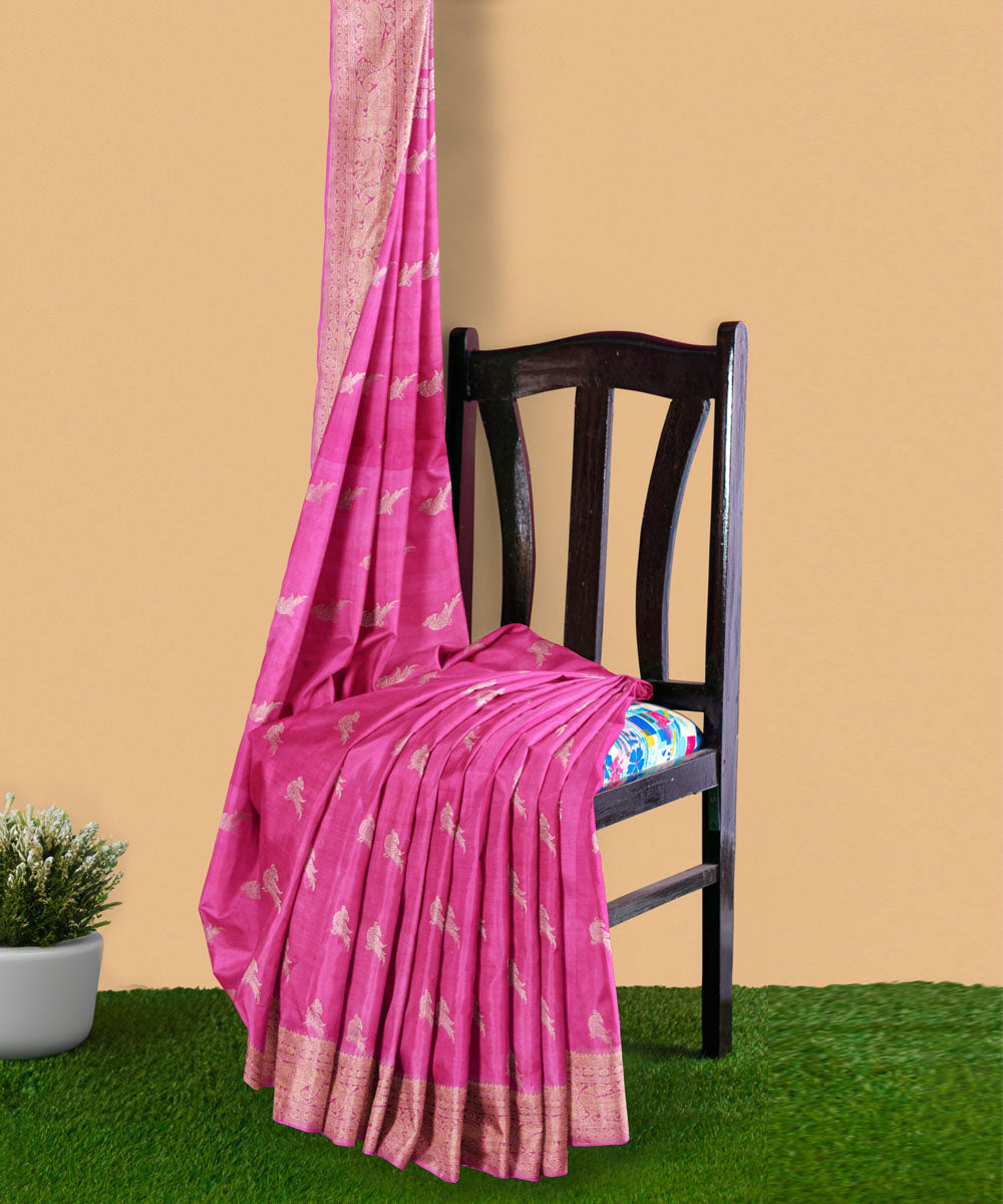 Light pink baby pink silk handwoven venkatagiri saree