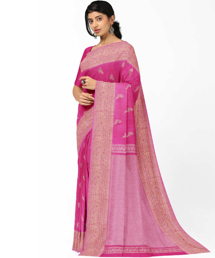 Light pink baby pink silk handwoven venkatagiri saree