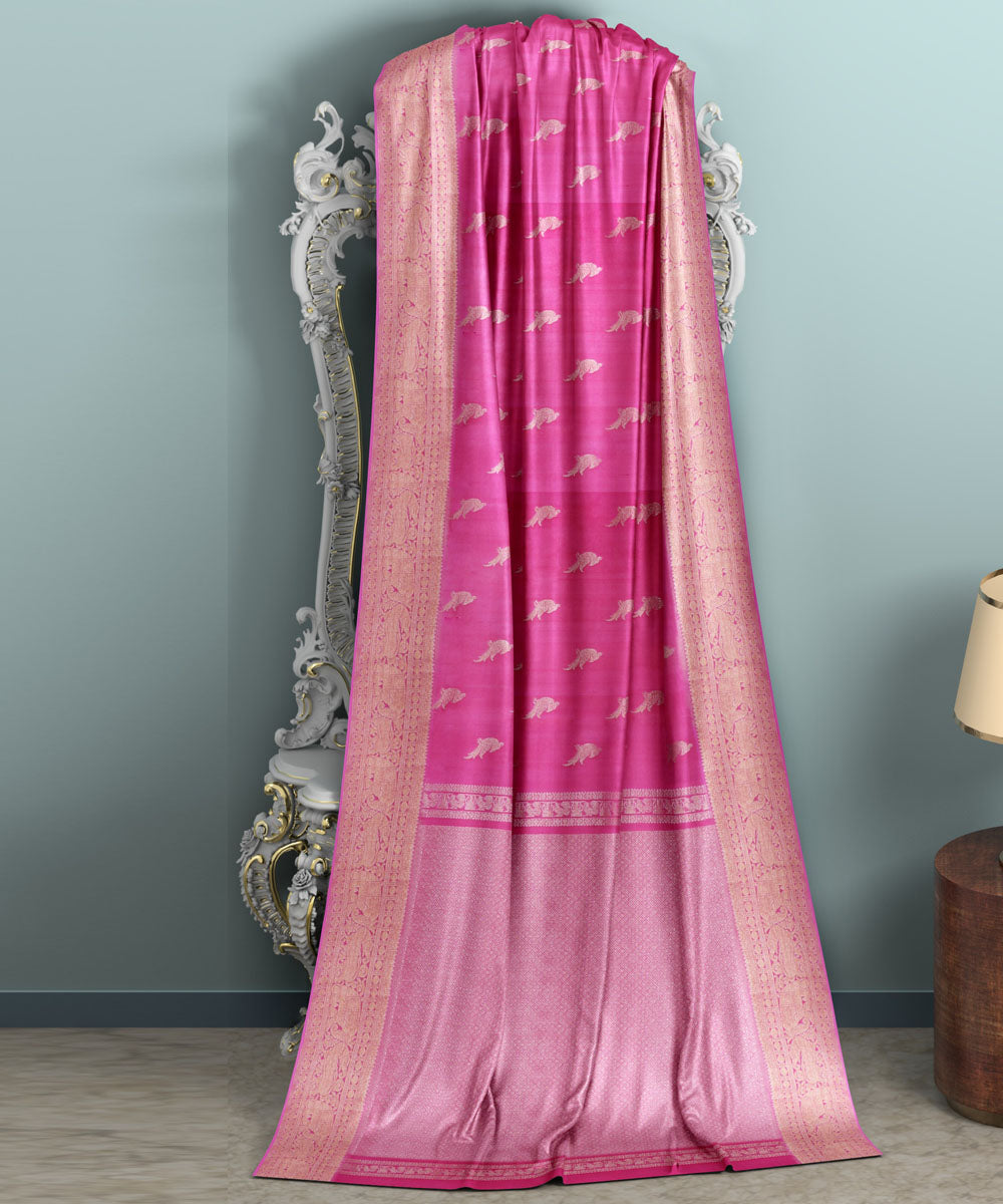 Light pink baby pink silk handwoven venkatagiri saree