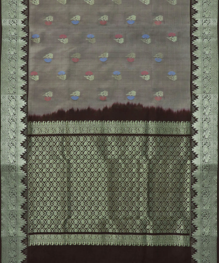 Ash grey silk handwoven venkatagiri saree