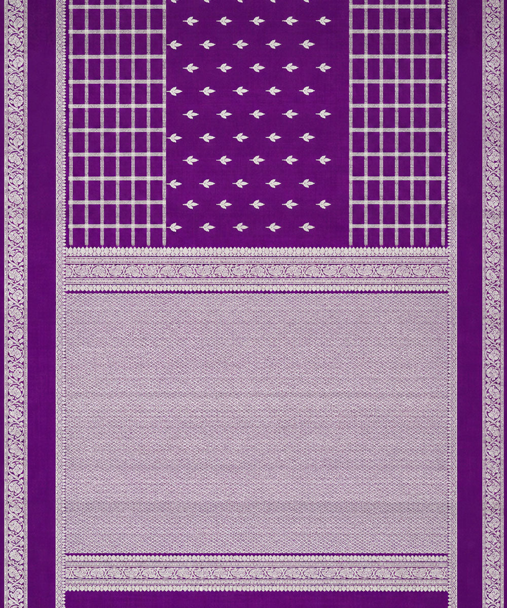 Purple white silk handwoven venkatagiri saree