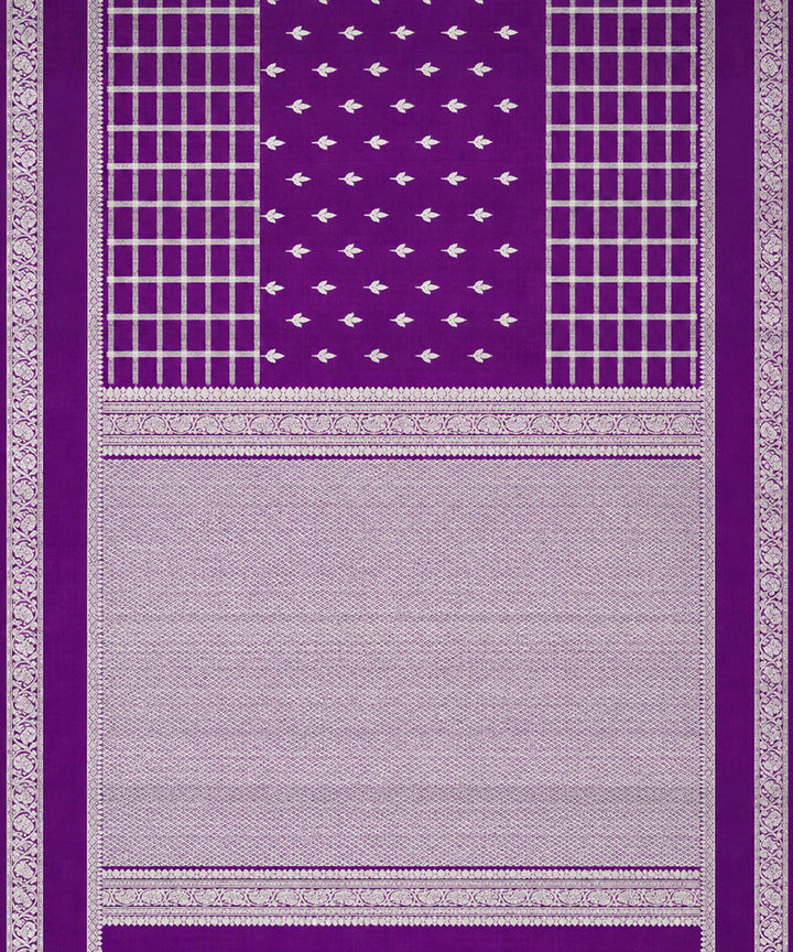 Purple white silk handwoven venkatagiri saree