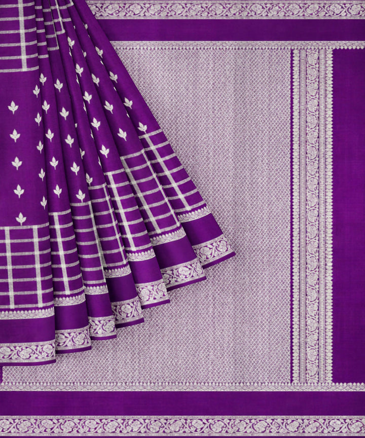 Purple white silk handwoven venkatagiri saree