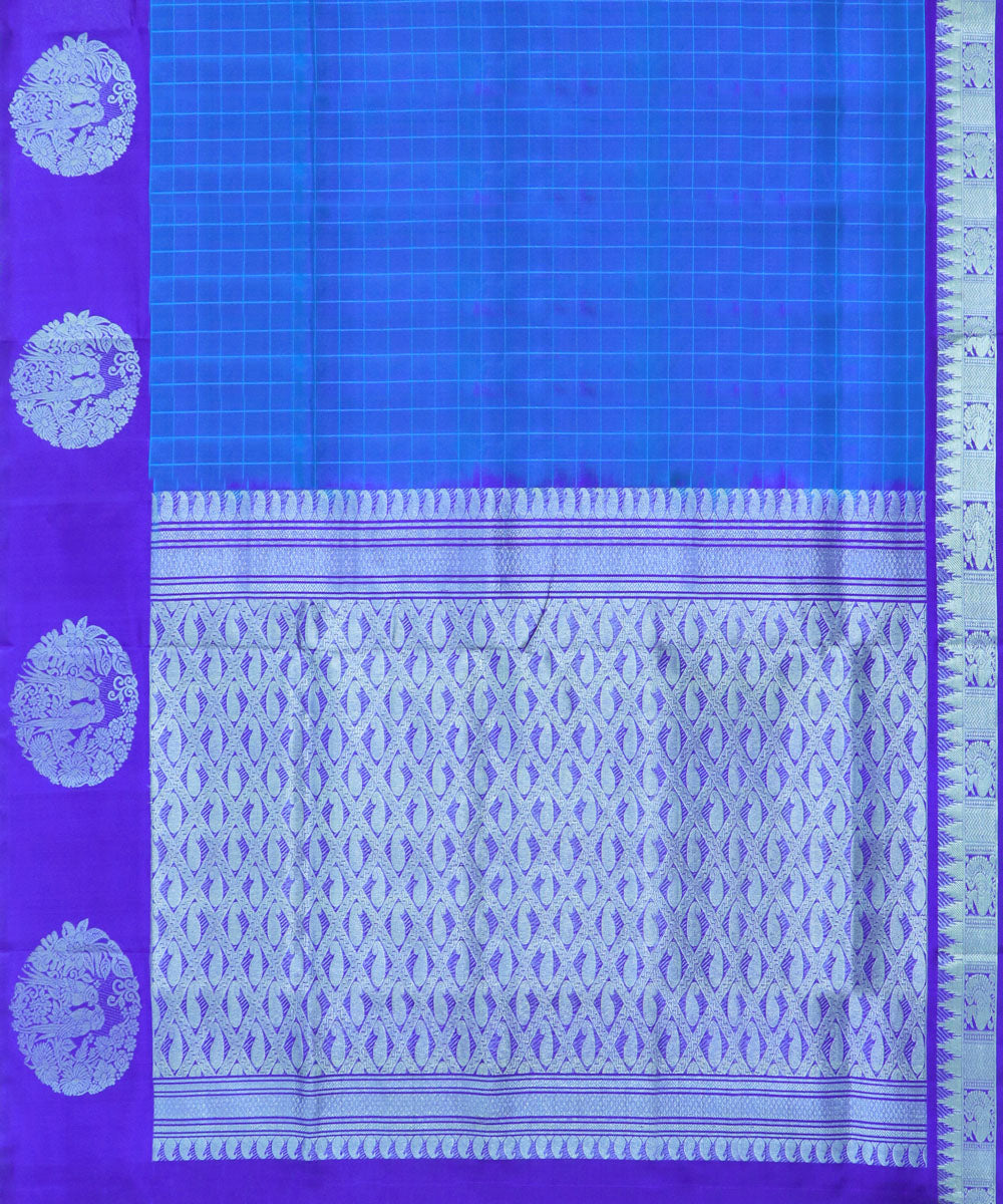 Blue violet silk handwoven venkatagiri saree