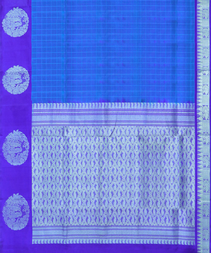 Blue violet silk handwoven venkatagiri saree