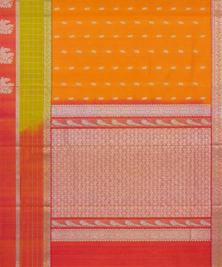 Orange grey silk handwoven venkatagiri saree