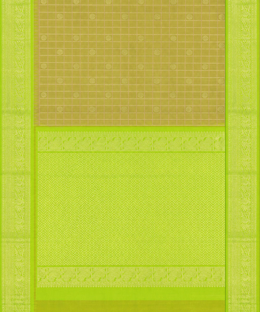 Olive green light green silk handwoven venkatagiri saree