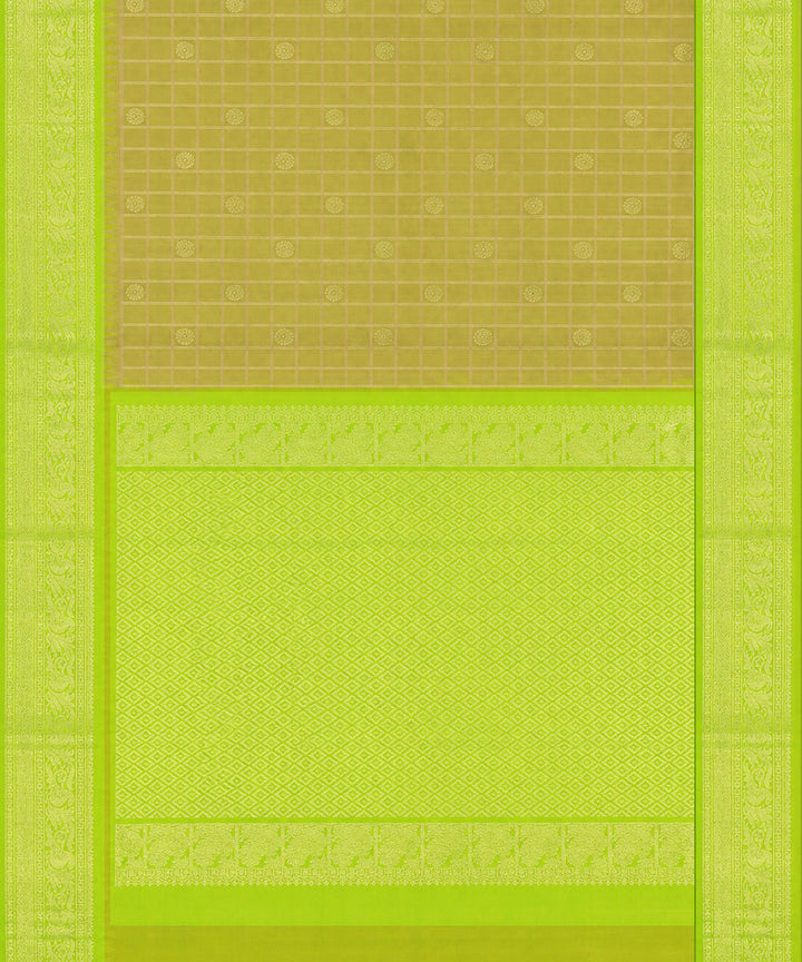 Olive green light green silk handwoven venkatagiri saree