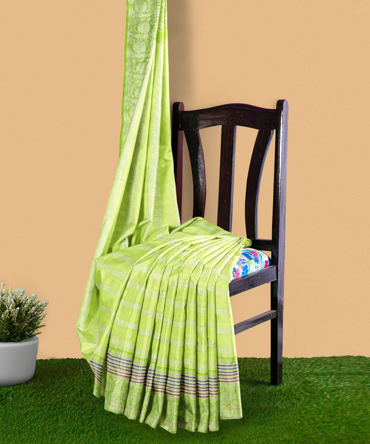 Green grey silk handwoven venkatagiri saree