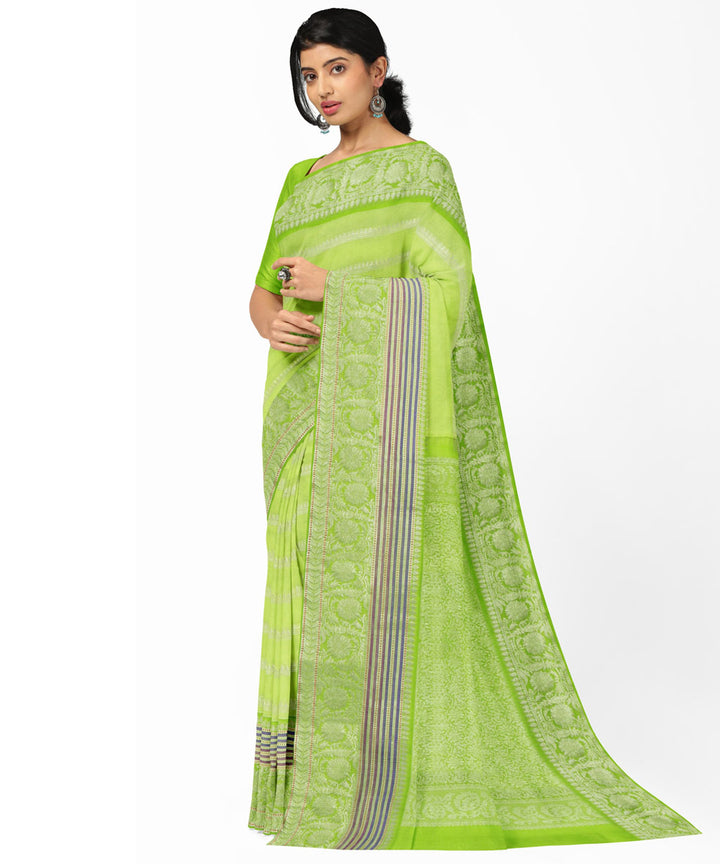 Green grey silk handwoven venkatagiri saree