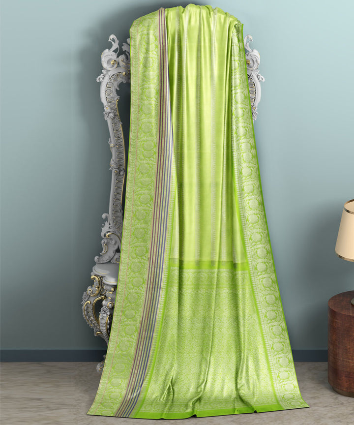 Green grey silk handwoven venkatagiri saree