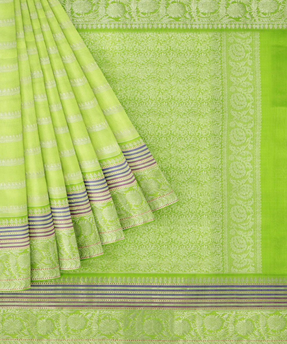 Green grey silk handwoven venkatagiri saree