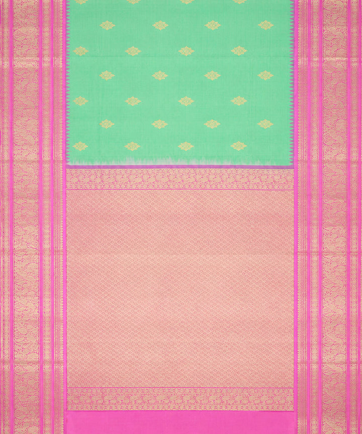 Sea green pink silk handwoven venkatagiri saree