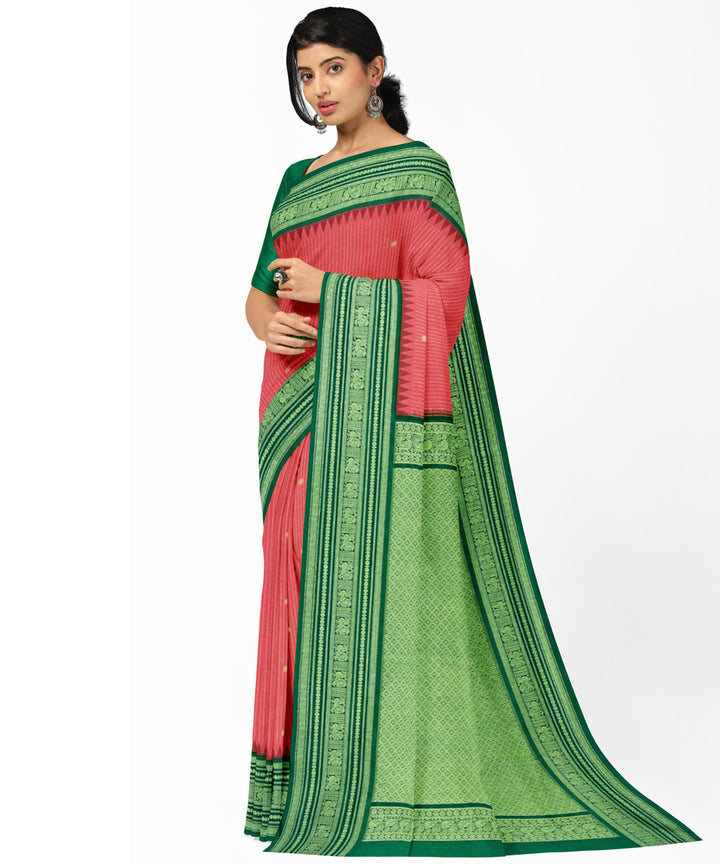 Pink yellow silk handwoven venkatagiri saree