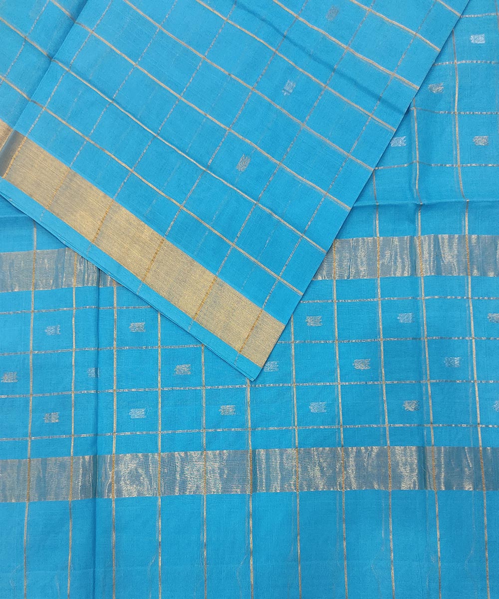 Navy blue striped handwoven venkatagiri cotton saree