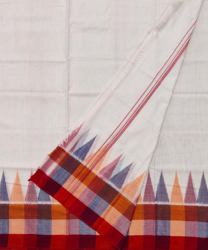 White handwoven cotton sambalpuri dhoti