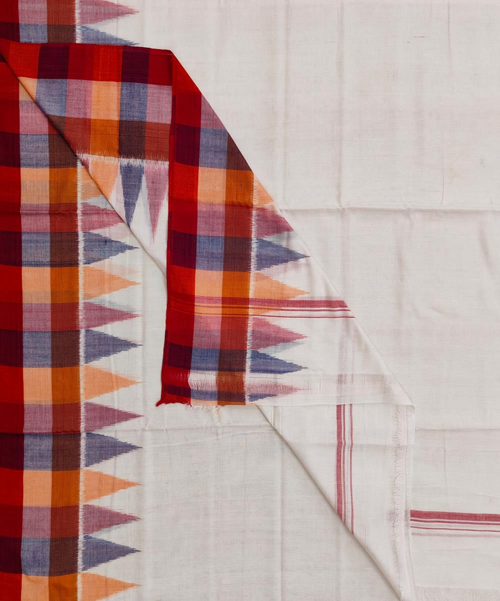 White handwoven cotton sambalpuri dhoti