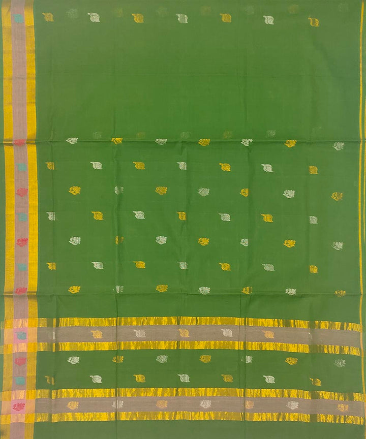 Dark green handwoven venkatagiri cotton saree