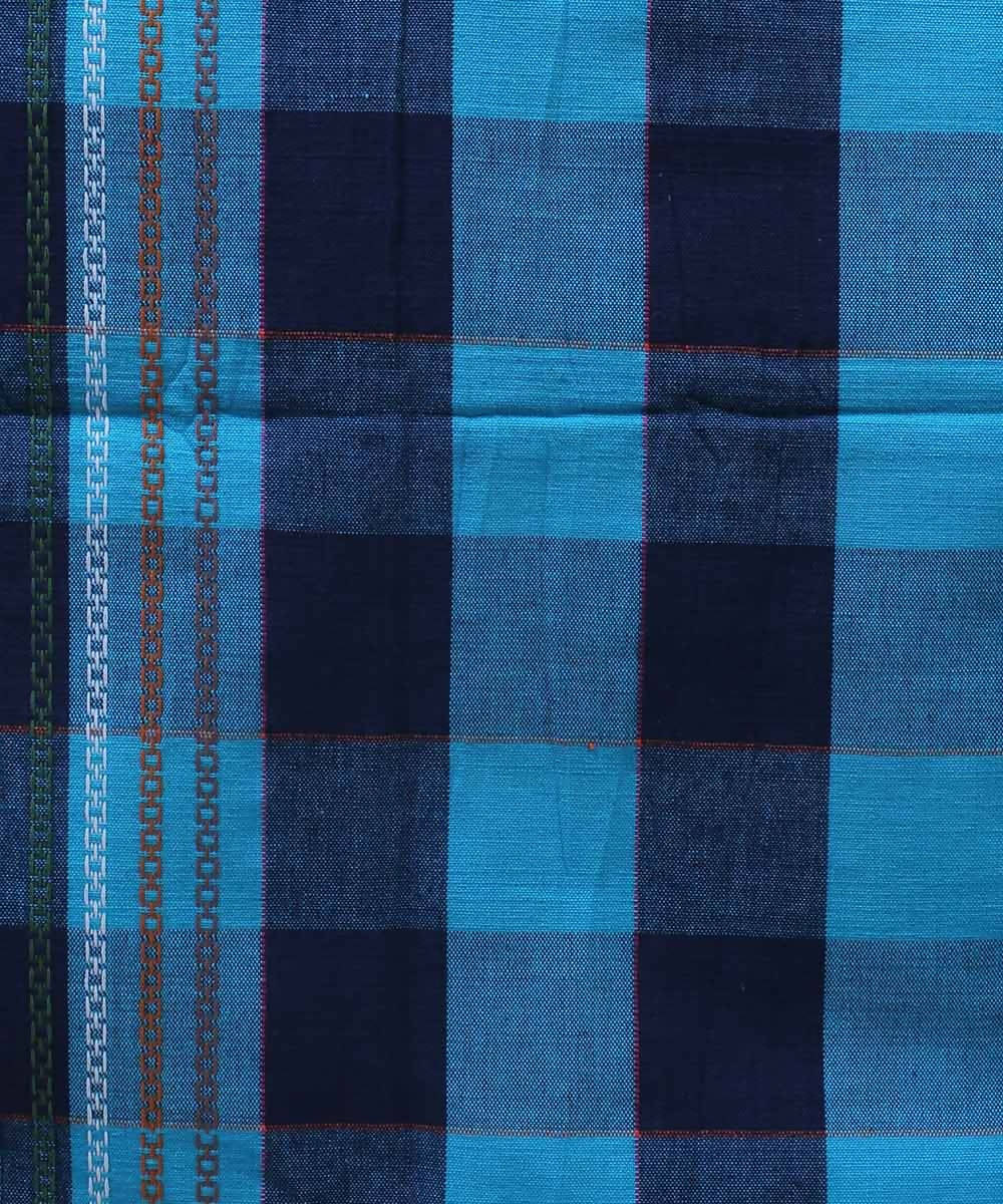 Blue Check Cotton Double Bed Sheet