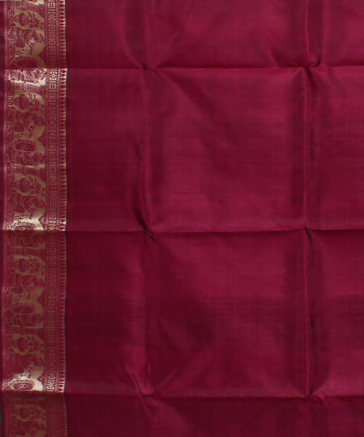 Maroon pink handwoven silk baluchari saree