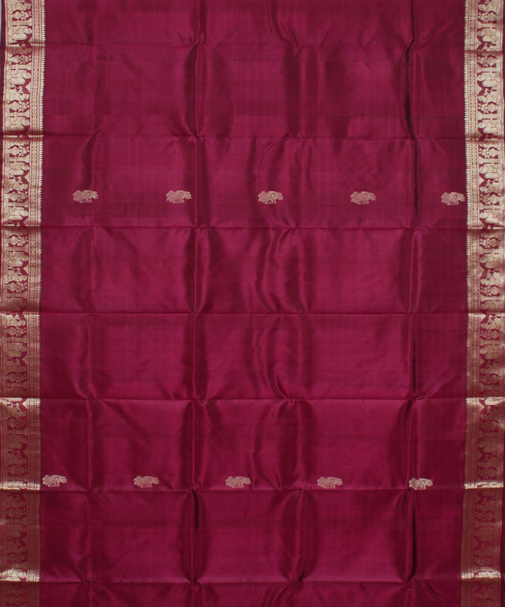 Maroon pink handwoven silk baluchari saree