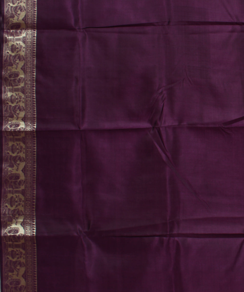Dark purple black handwoven silk baluchari saree