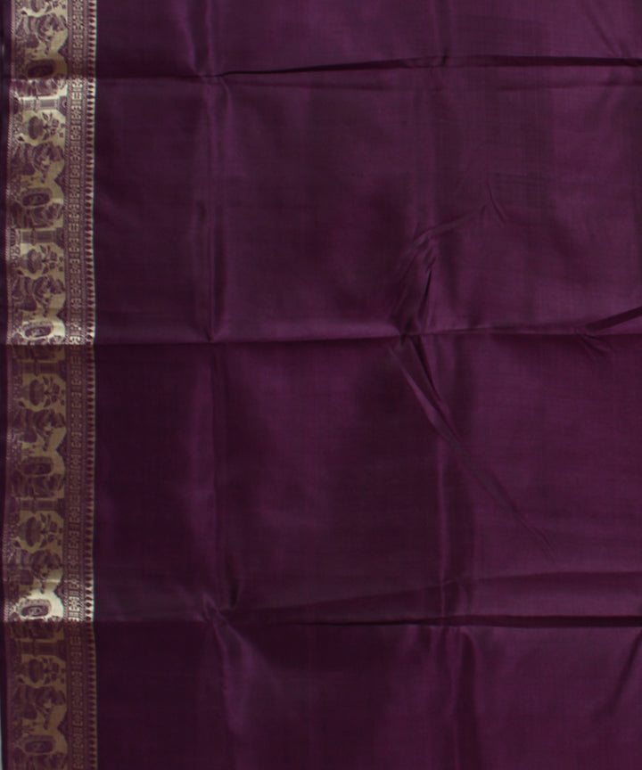 Dark purple black handwoven silk baluchari saree