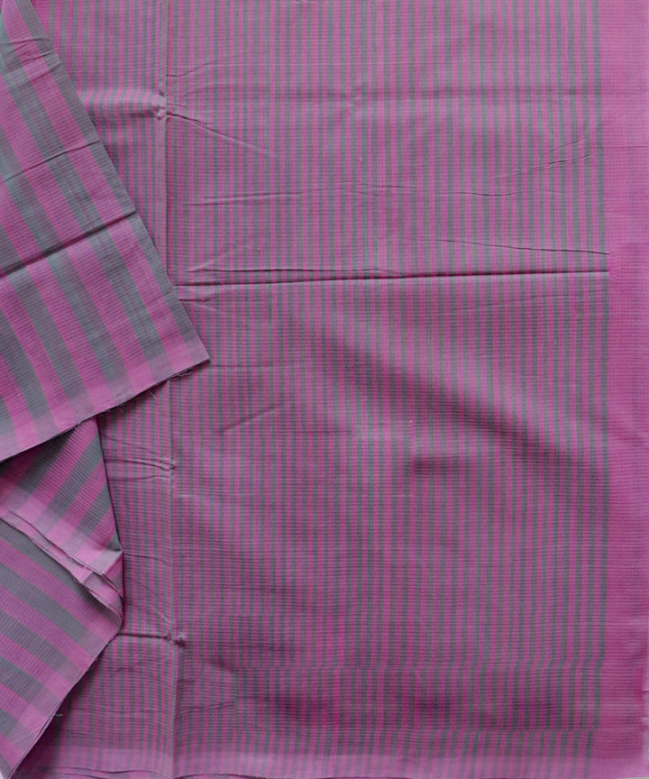 Pink grey stripes handwoven cotton rajahmundry saree
