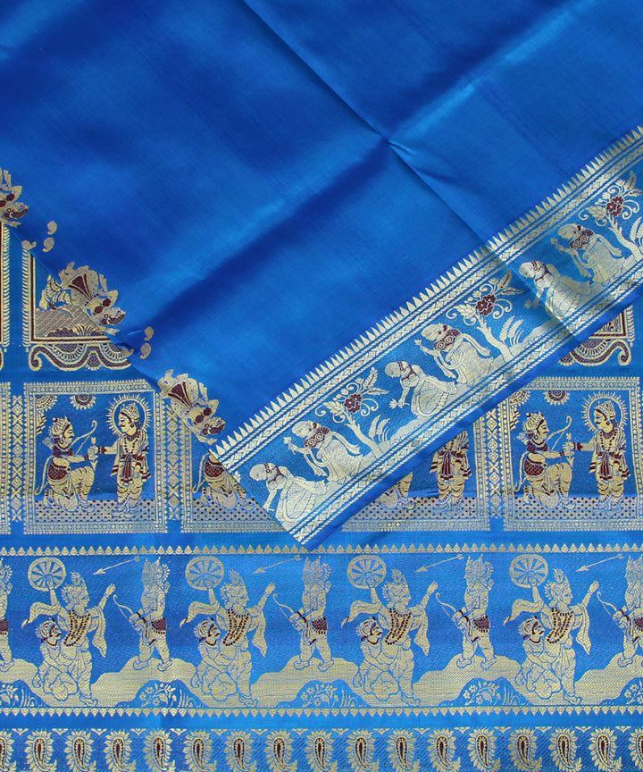 Blue handwoven silk baluchari saree