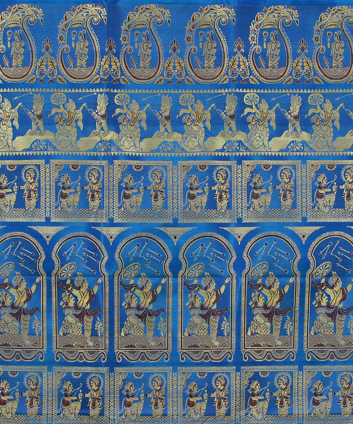 Blue handwoven silk baluchari saree