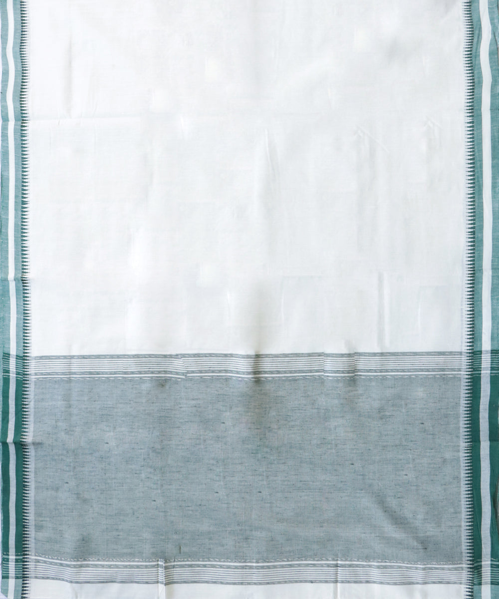 Off white grey green handwoven cotton rajahmundry saree