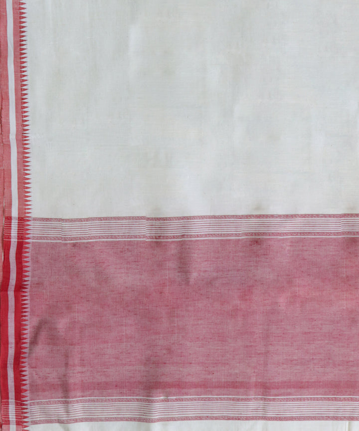 Off white red handwoven cotton rajahmundry saree
