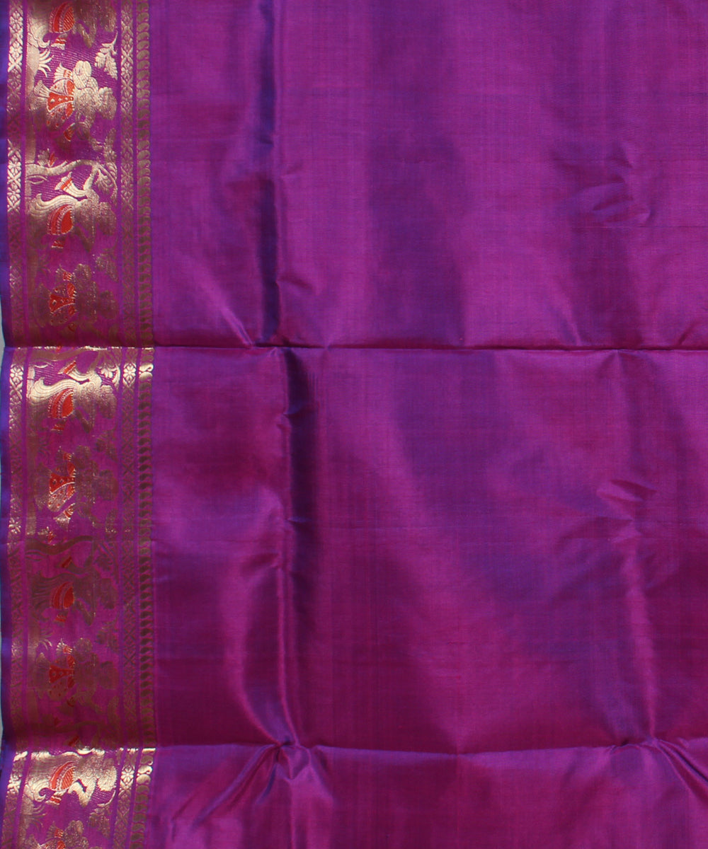 Purple pink handwoven silk baluchari saree