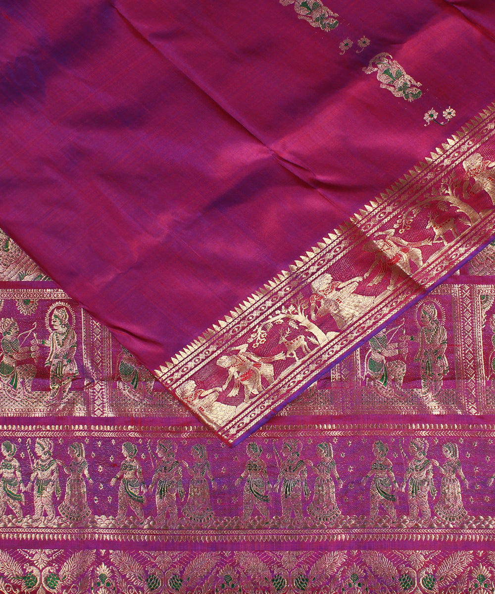 Maroon handwoven silk baluchari saree