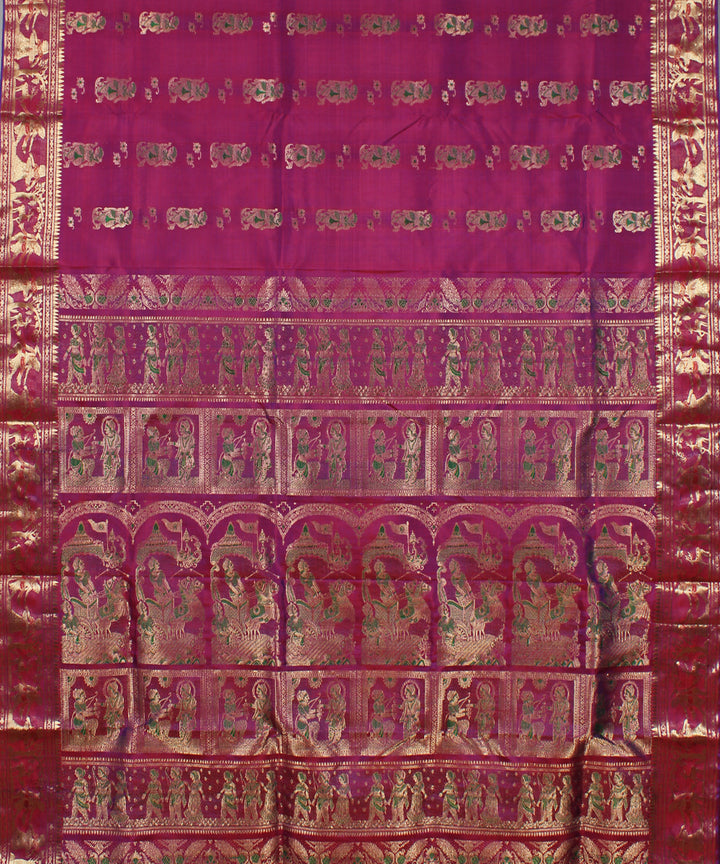 Maroon handwoven silk baluchari saree