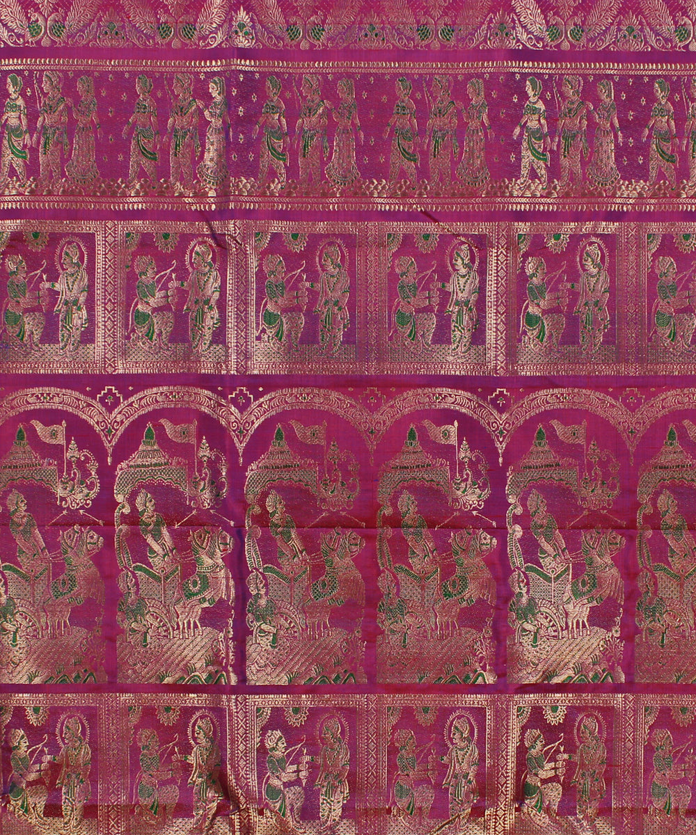 Maroon handwoven silk baluchari saree
