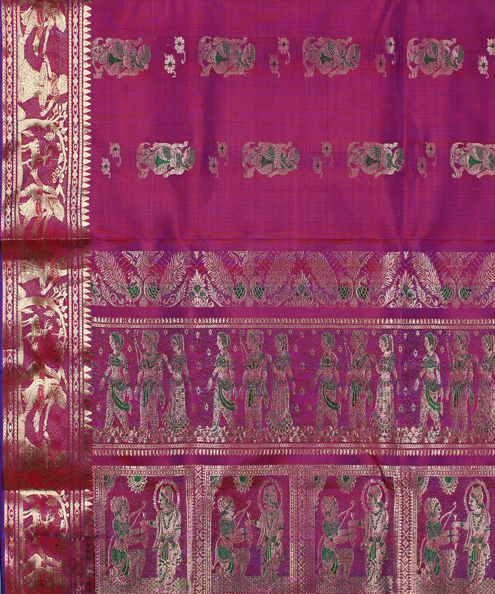 Maroon handwoven silk baluchari saree