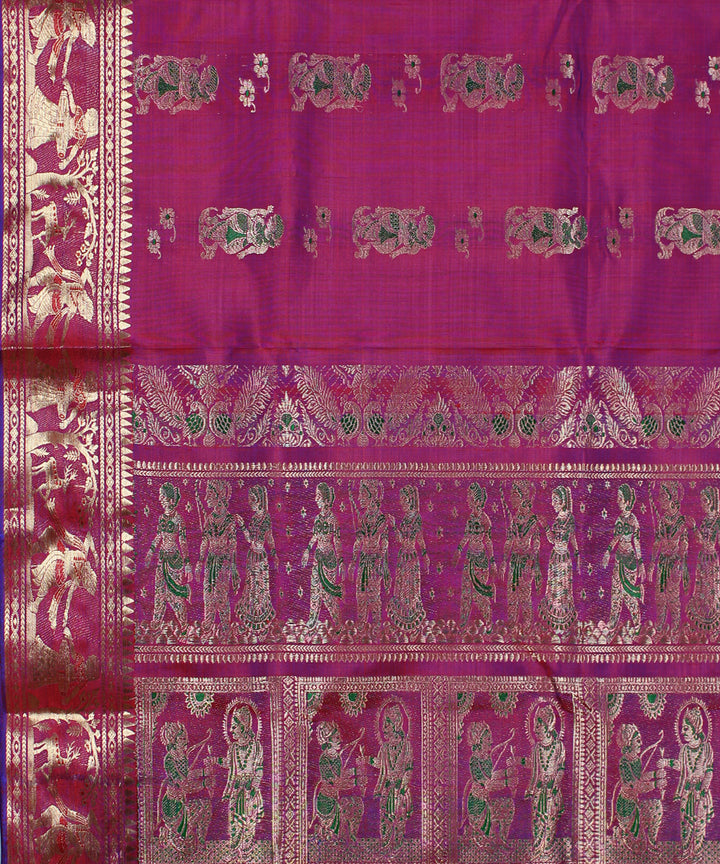 Maroon handwoven silk baluchari saree