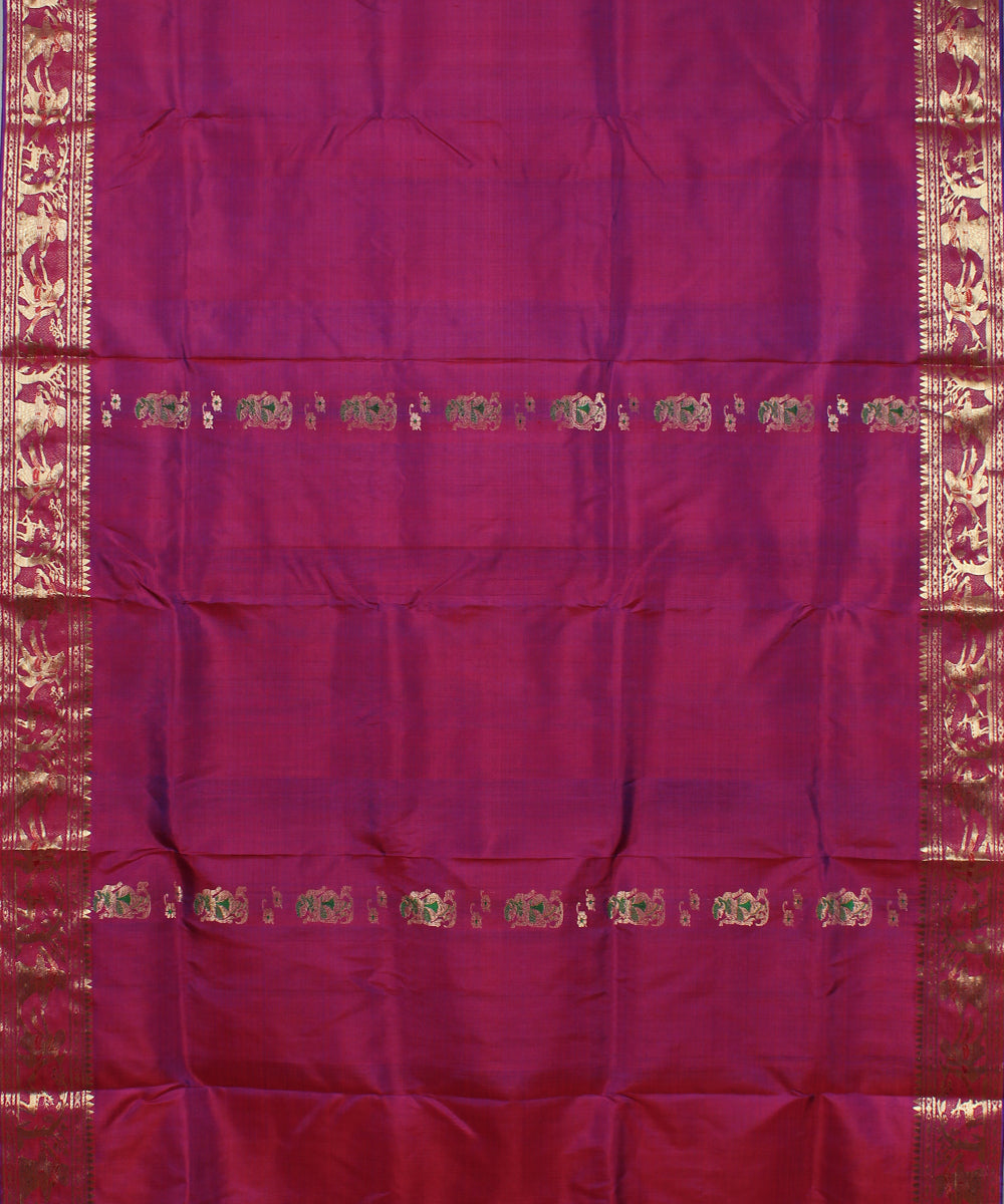 Maroon handwoven silk baluchari saree
