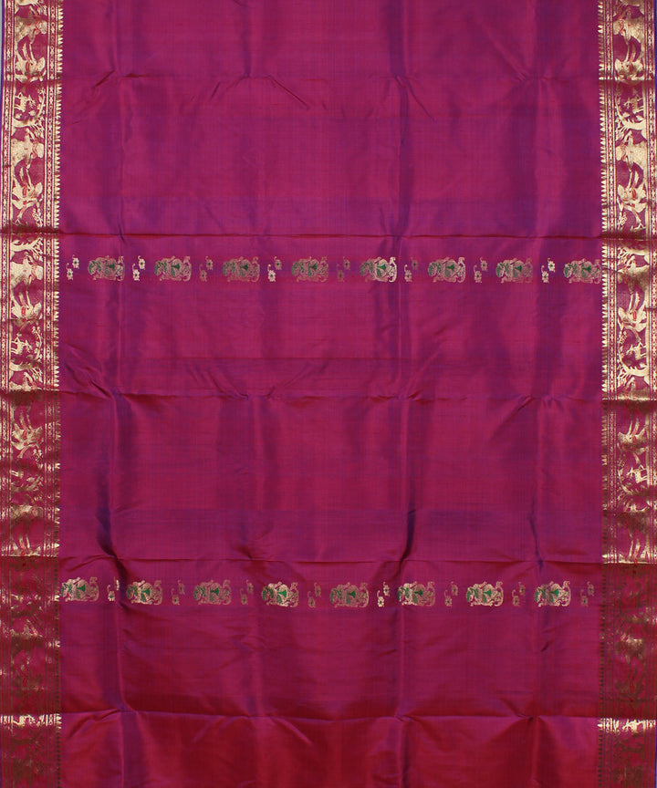 Maroon handwoven silk baluchari saree