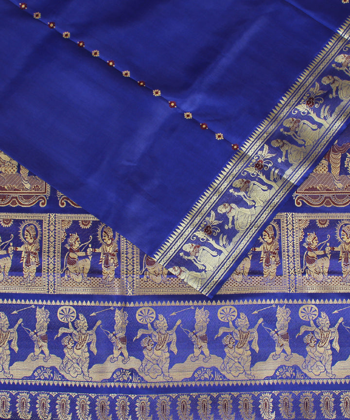 Royal blue handwoven silk baluchari saree