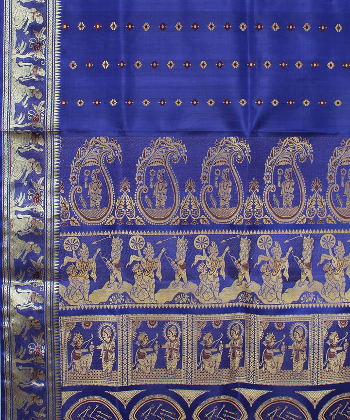 Royal blue handwoven silk baluchari saree